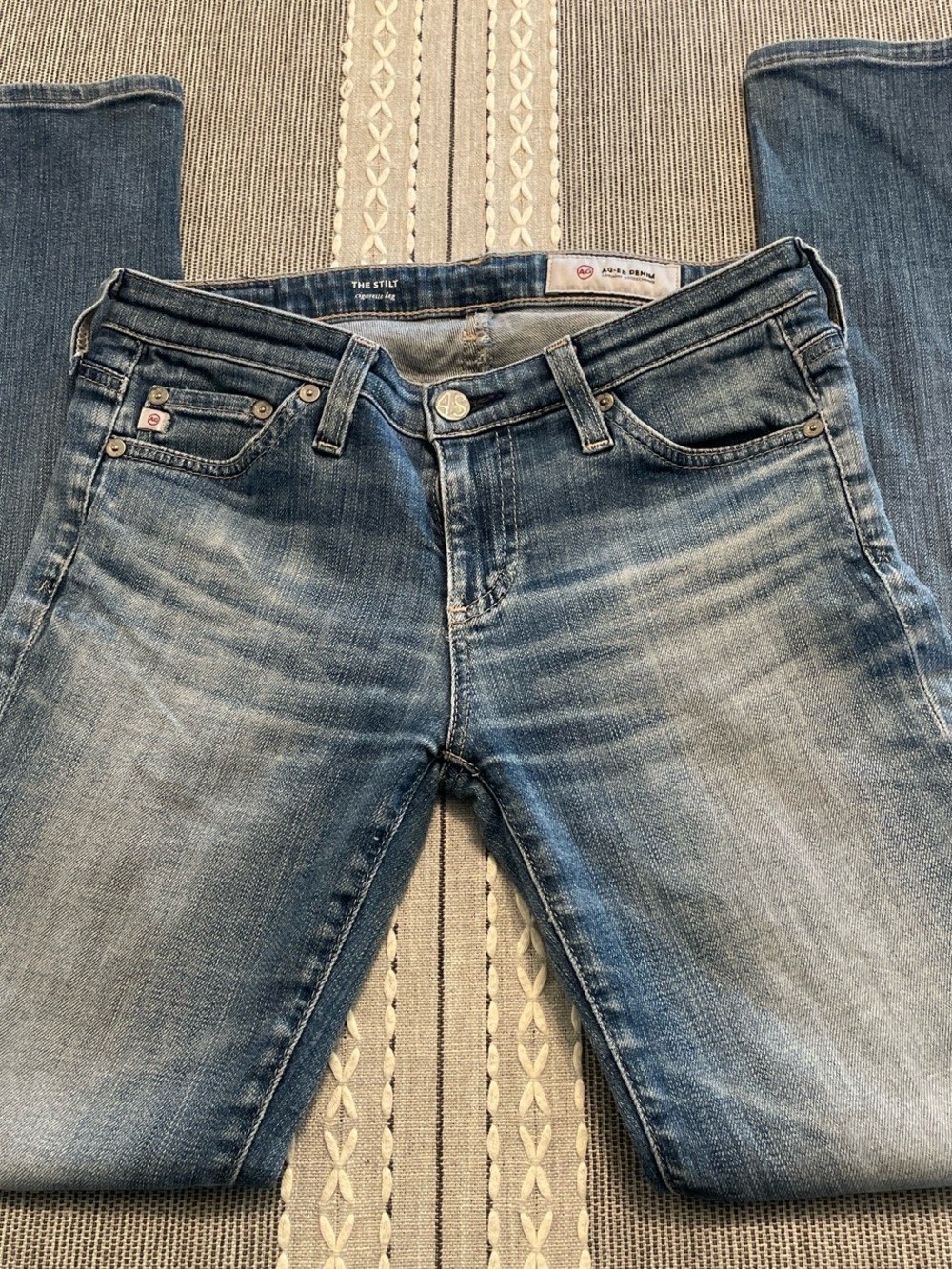 AG Adriano Goldschmied Women's Faded Blue Denim Jeans